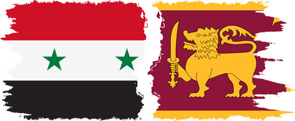 Sri Lanka and Syria grunge flags connection vector