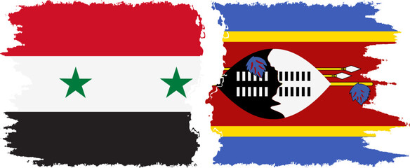 eSwatini and Syria grunge flags connection vector