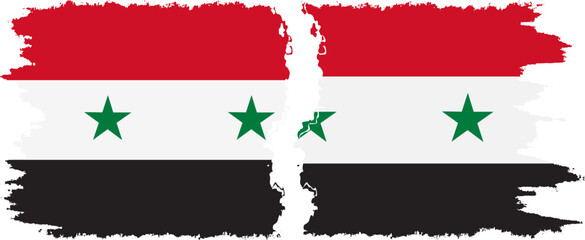 Syria and Syria grunge flags connection vector