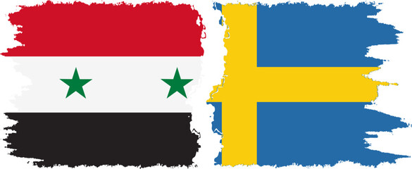 Sweden and Syria grunge flags connection vector