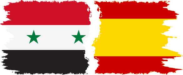 Spain and Syria grunge flags connection vector
