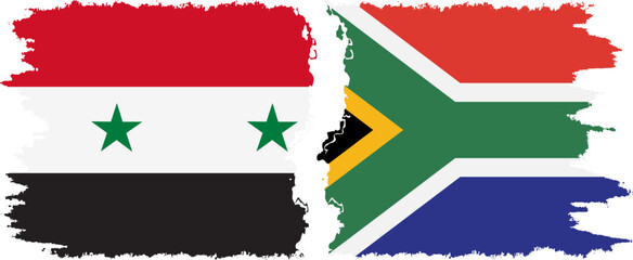 South Africa and Syria grunge flags connection vector