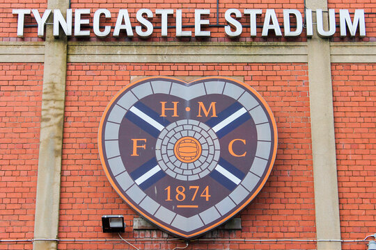 Edinburgh, Scotland. Entrance to Tynecastle Park, a football stadium home ground of Scottish Professional Football League club Heart of Midlothian