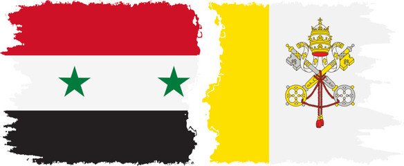 Vatican and Syria grunge flags connection vector