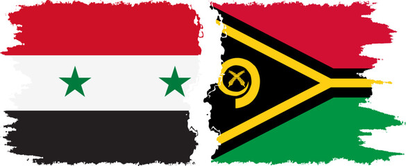 Vanuatu and Syria grunge flags connection vector