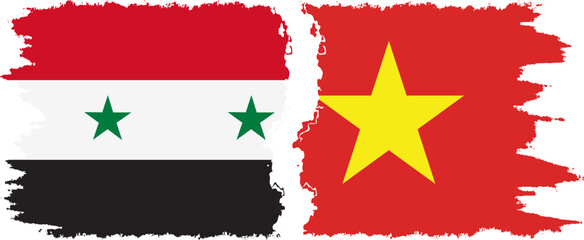 Vietnam and Syria grunge flags connection vector