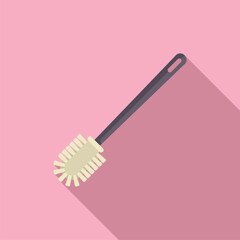 Toilet brush cleaning brush with plastic handle lying on a pink background, cleaning services concept