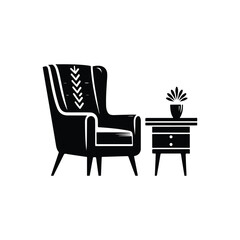 Fototapeta premium Chair black silhouette vector with white color background