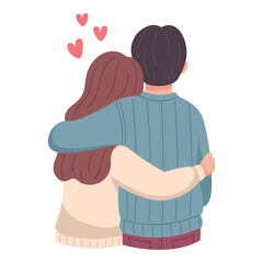 Happy couple concept. A man and a woman hug each other, expressing love, affection, support. Cute vector illustration