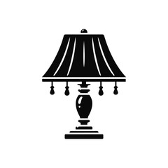 Table Lamp black silhouette vector with white color background