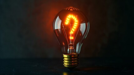 A light bulb with a glowing orange light.