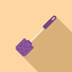 Toilet brush cleaning brush icon representing hygiene and sanitation with long shadow graphic for web design