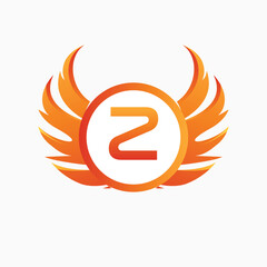 Letter z with Wing Logo. flame or fire gradient color logo.