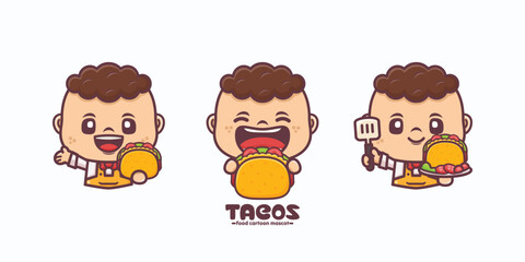 cute cartoon mascot with tacos