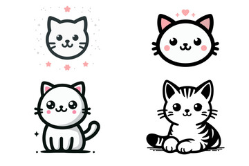 Charming Cat Head Silhouettes: Vector Style