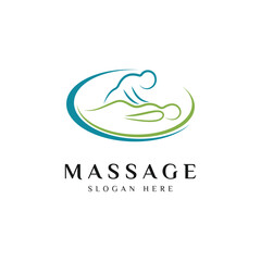 Body Massage Logo Design Vector Icon Illustration
