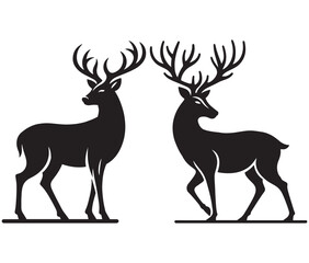 Vector Deer Silhouette Isolated on White Background