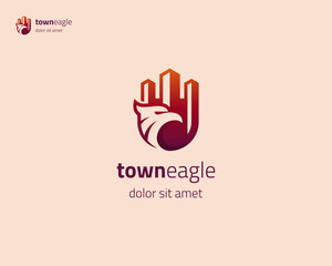 Creative colorful town eagle logo