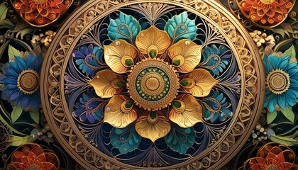 Fototapeta premium Close-up of abstract mandalasfloral motifs emerge in an intricate