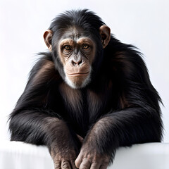 Fototapeta premium chimpanzee in white background 
