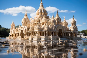 Hindu Temple in Nairobi, Kenya Majestic Architecture and Lake mirroring its grandeur., generative IA