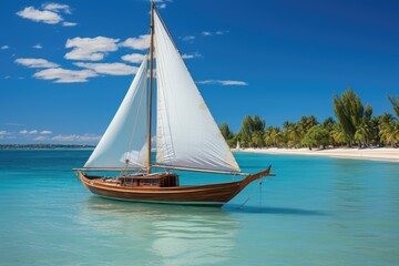 Kendwa Beach in Zanzibar Serene Tropical Paradise., generative IA