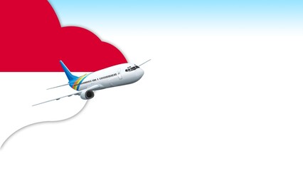 3d illustration plane with Monaco flag background for business and travel design