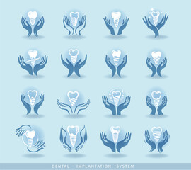 Dental implantation systems, deontological technologies, dental care, a set of design elements for creating an emblem or logo