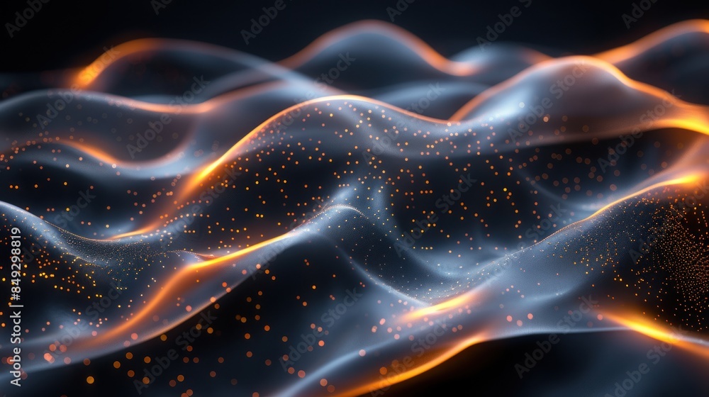 Poster Abstract Digital Wave with Glowing Particles