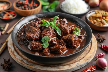 Mutton curry with beef stew rendang, Generative AI.