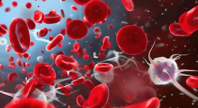 An illustration shows red blood cells flowing inside the human body medical illustration blood flow concept human anatomy