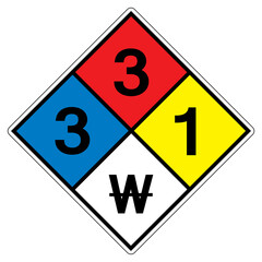 NFPA Diamond 704 3-3-1 W Symbol Sign, Vector Illustration, Isolate On White Background Label. EPS10