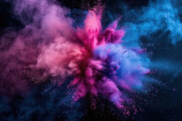 Naklejka premium vibrant explosion of colored powder on black background abstract art photo