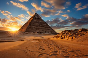 Majestic sphinx in the gold desert., generative IA