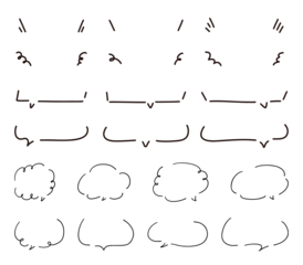 シンプルな線の手書きの吹き出しセット