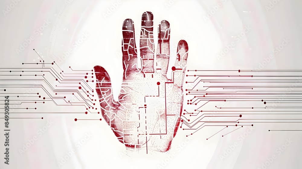 Poster detailed biometric hand scan for access control and security systems