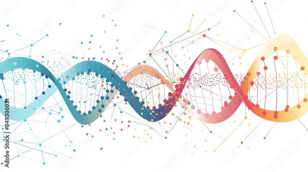 Poster of dna analysis for biometric identification with data points and overlays