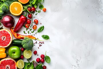 Proper nutrition banner copy space background healthy foods diet menu veggies fruits fresh Healthy lifestyles, advertising, and creative lifestyles, Generative AI.