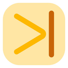 Vector arrow chevron with line right icon. Black, white background. Perfect for app and web interfaces, infographics, presentations, marketing, etc.