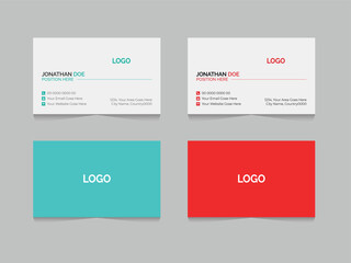 Modern business card design, simple visiting card with 2 color variations