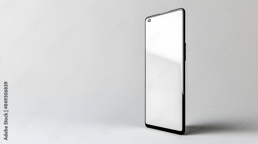 Poster blank smartphone screen mockup on clean white background for app and uiux showcasing
