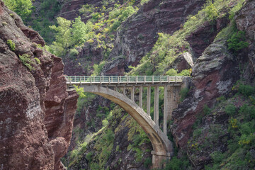 bridge over Daluis gorges canyon, Regional Nature Reserve, Southern France