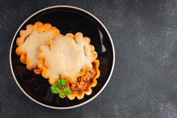 seafood pie dish fresh cooking appetizer meal food snack on the table copy space food background rustic top view