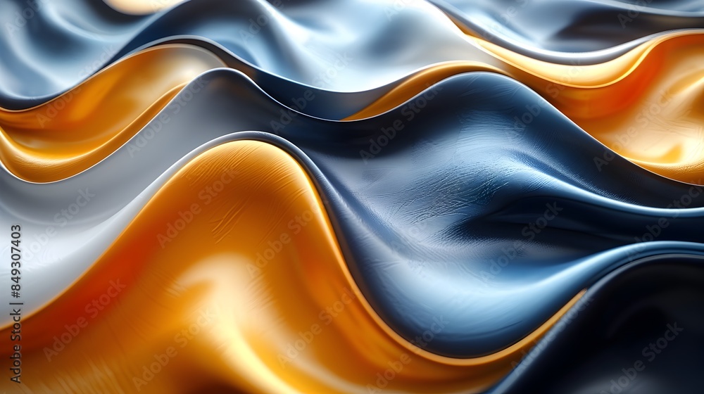 Poster captivating abstract metallic waves flowing across digital canvas