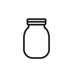 Rounded mason jar glass container with a lid icon isolated on white. Simple minimalist line pictogram with editable stroke. Homemade food preserves concept. Vector illustration for web design, apps