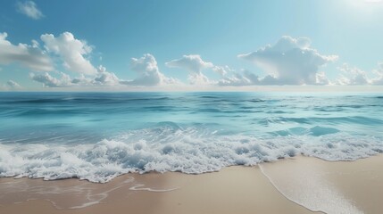 Beach with gentle waves on a sunny day