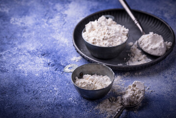 Wheat flour on dark. Baking background
