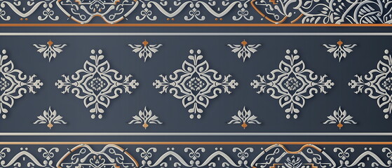 Thai Art pattern matte gray background with elegant frame, high quality flat vector,
Repeating floral lace pattern for fabric, wallpaper, or other decorative applications