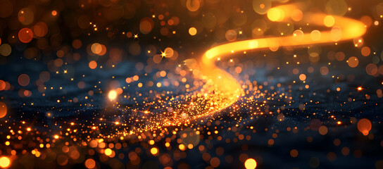 Abstract background with glowing lights and a trail of light.