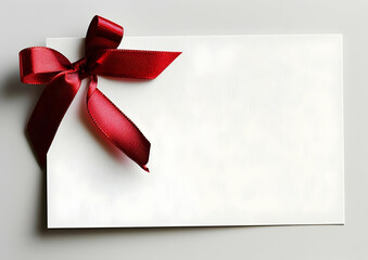 A white envelope with a red ribbon tied into a bow. The envelope is lying flat on a white background.